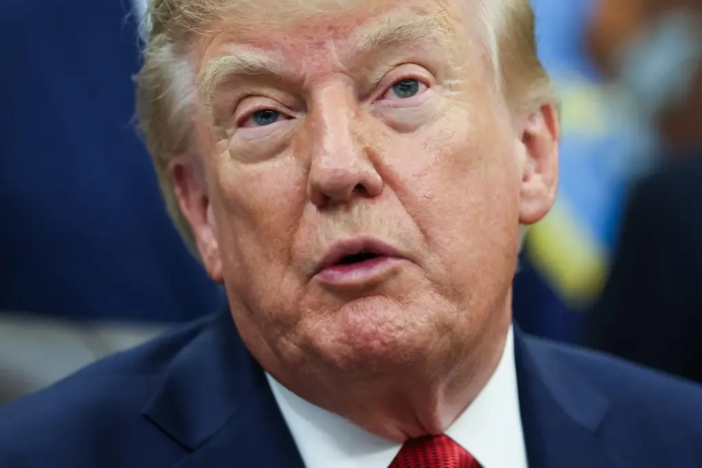President Donald Trump speaking during an event